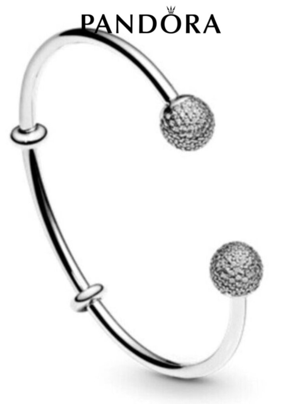 Pandora Women's Silver Bangle with Cubic Zirconia S925 Round Bracelet